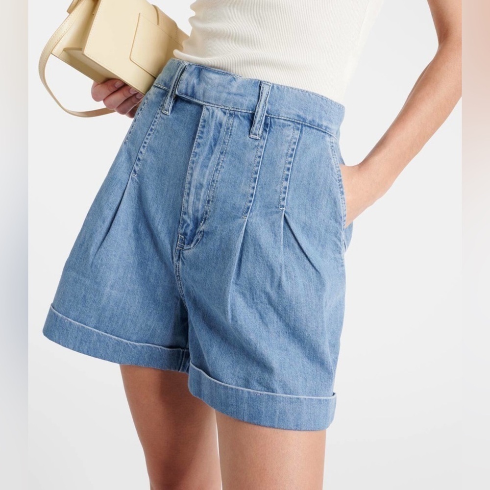 FRAME DENIM Pleated Wide Cuffed Shorts Size 2 NWT
